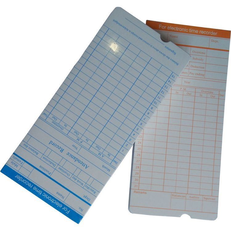 Time Card for Time Recording machine